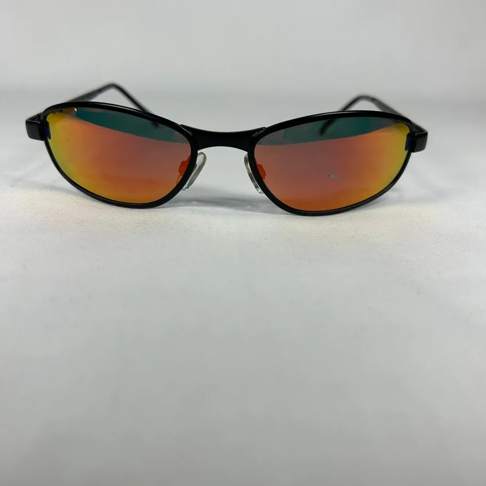 Deadstock Y2K Oval Matrix Sunglasses – Iridescent Orange Mirror Lenses